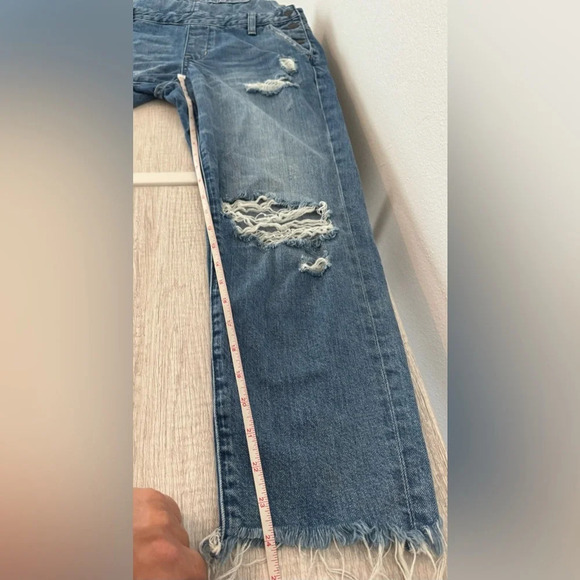 Abercrombie & Fitch Distressed Denim Overalls Raw Hem Boho Comfy Country Size XS - Picture 5 of 11